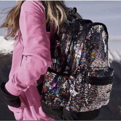 Victoria`s Secret Pink Bling Rainbow Sequin Campus Backpack