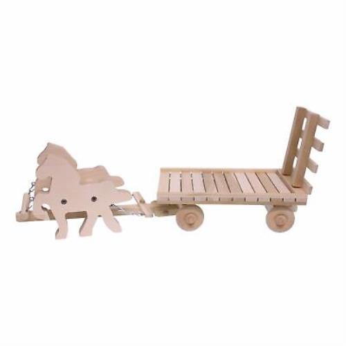 New Balance Amish-made Wooden Toy Horse and Hay Wagon Set