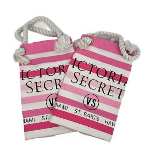 Pair of Victoria`s Secret Pink Striped Totes Without Tags Water Resistant