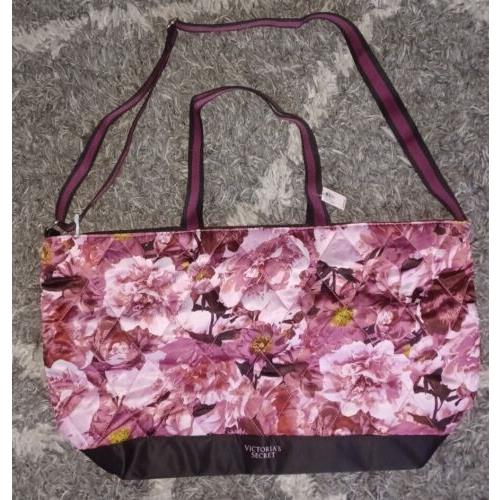 Victoria`s Secret Quilted Weekender Tote Floral Logo