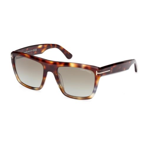 Tom Ford FT1077-N 55G Coloured Havana/brown Square Men`s Sunglasses