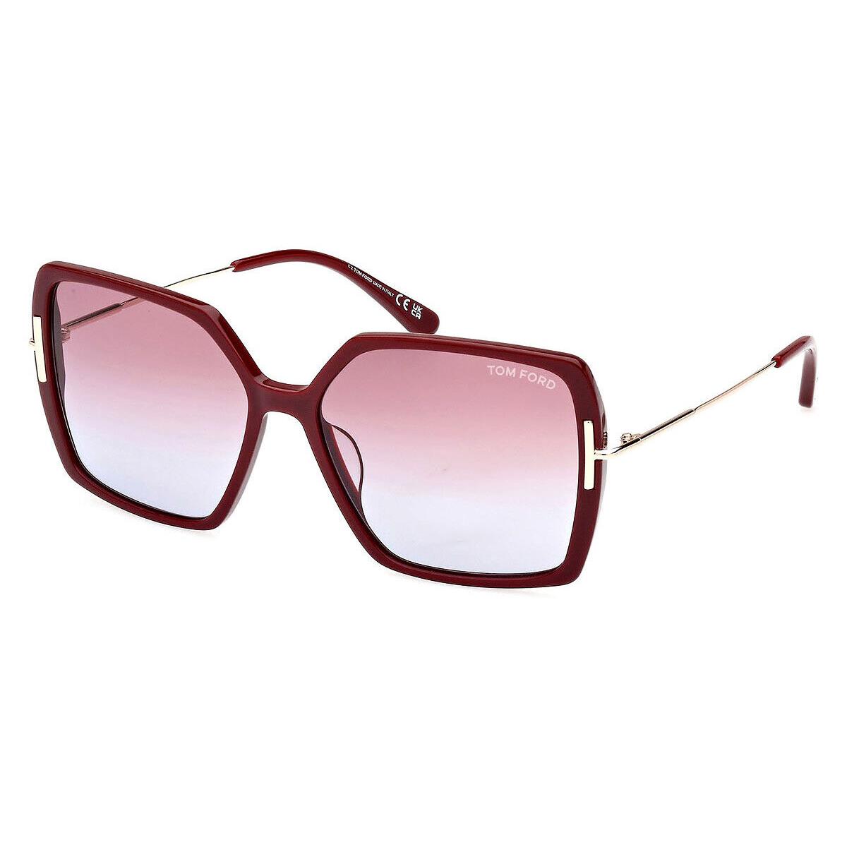 Tom Ford FT1039 Joanna Sunglasses Women Butterfly 59mm - Frame: Shiny Bordeaux/Shiny Rose Gold/T Logo / Gradient Rose, Lens: Gradient Rose