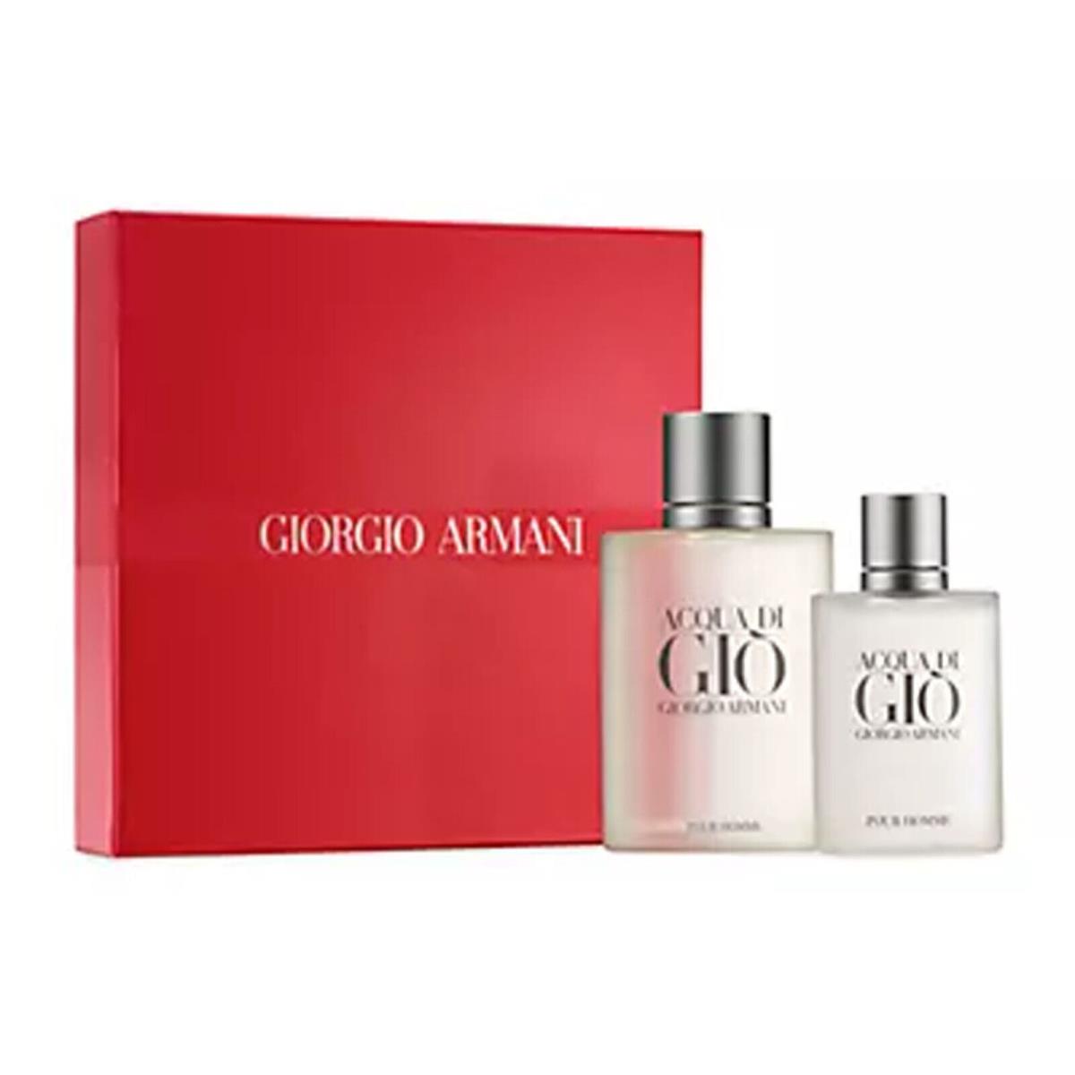 Acqua Di Gio by Girogio Armani 2 pc Gift Set For Men-3.4 oz Edt Spray+1.0 oz Edt