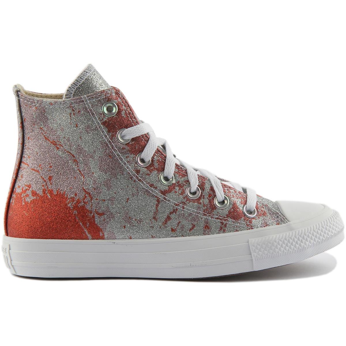 Converse 571375 Ct As Hi Womens Fire Glittered Sneaker In Silver US Size 5 - 10