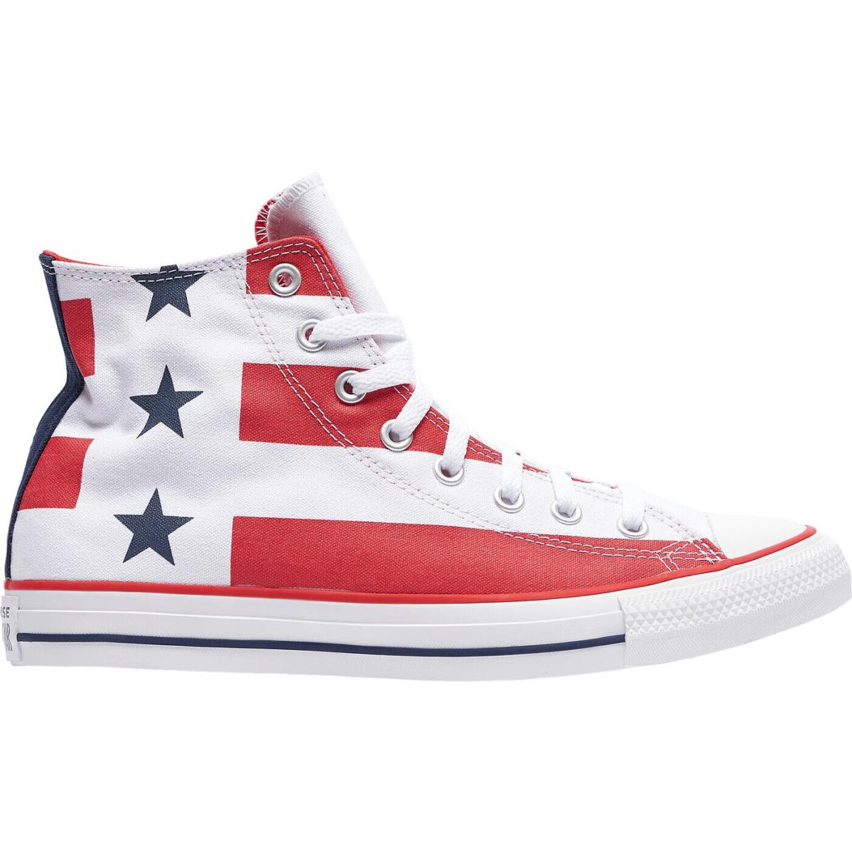 Men`s Converse Chuck Taylor All Star High `stars Stripes` 167836F - White/University Red/Navy