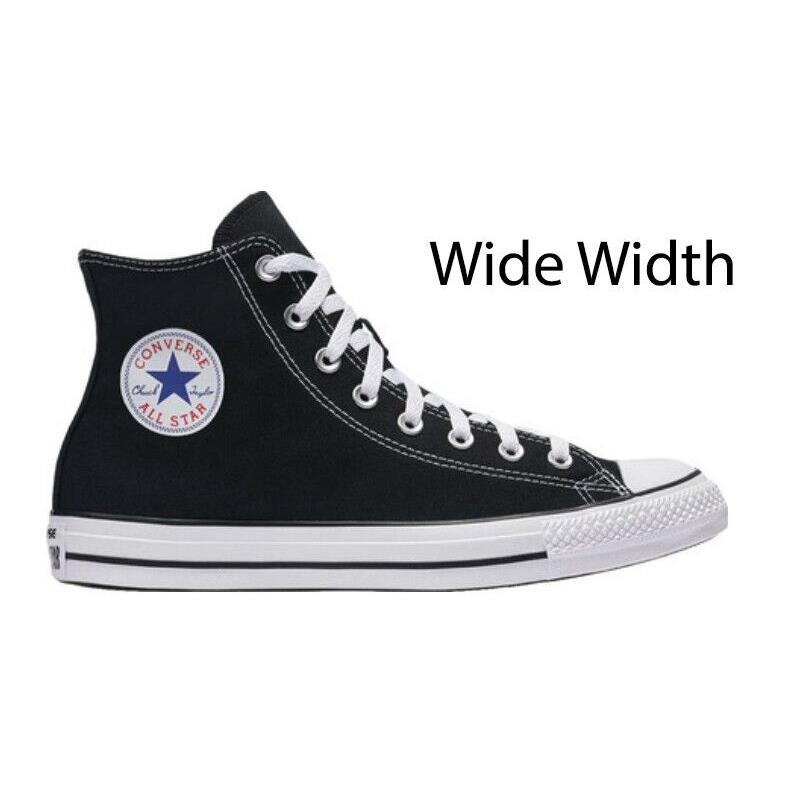 Converse Chuck Taylor All Star Canvas High Top Sneaker Wide Width Men`s Size Black