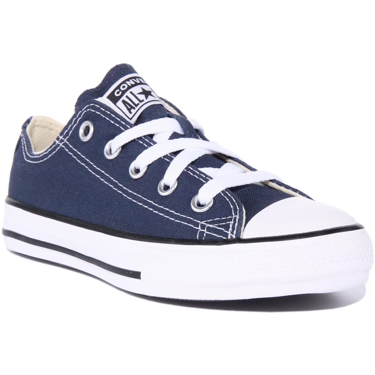 Converse Asox Core Kids Lace Up Low Top Canvas Sneakers In Navy Size US 10 - 3