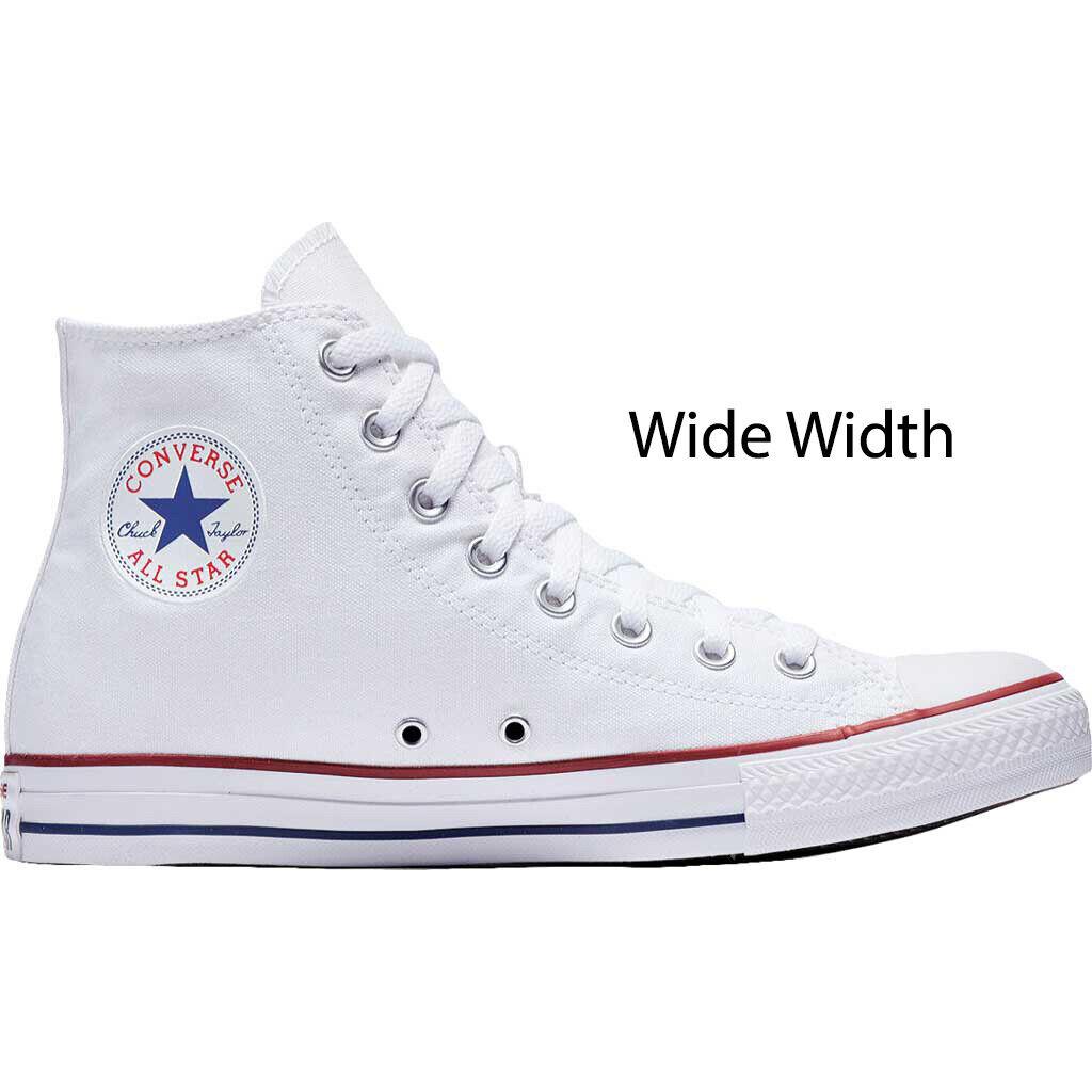 Converse Chuck Taylor All Star Canvas High Top Sneaker Wide Width Men`s Size - Optical White