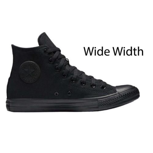 Converse Chuck Taylor All Star Canvas High Top Sneaker Wide Width Men`s Size Black Monochrome