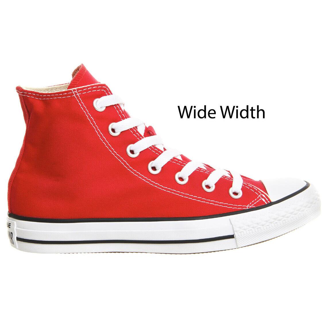 Converse Chuck Taylor All Star Canvas High Top Sneaker Wide Width Men`s Size Red