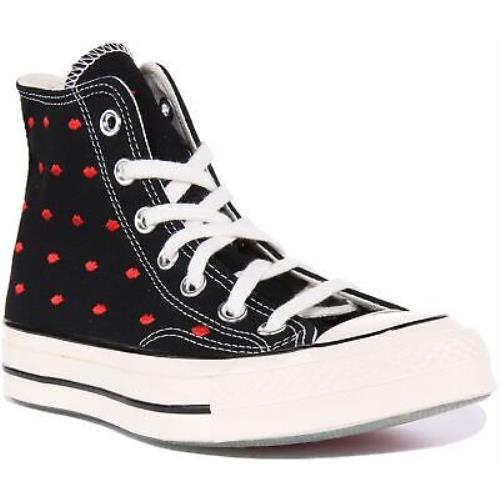 Converse A01600C Chuck 70s Women High Canvas Sneaker In Black Red Size US 5 - 10