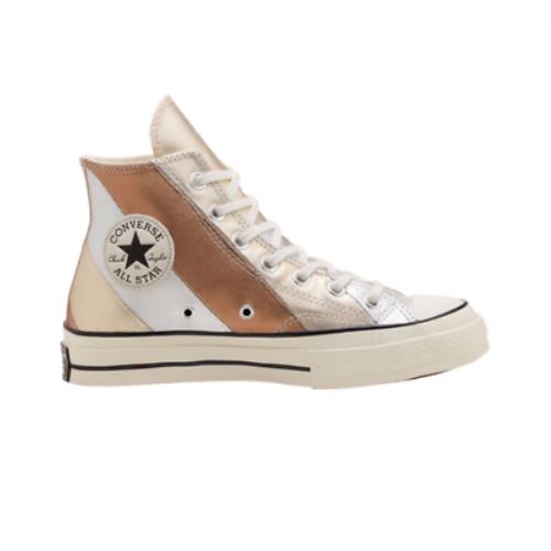 Converse Metallic Silver Gold Leather Chuck Taylor 70 Hi Top Sneakers