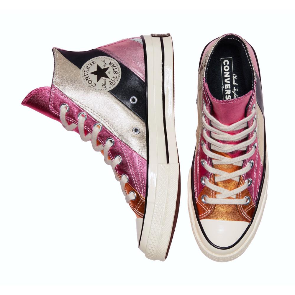 Converse Metallic Pink Gold Rainbow Chuck Taylor 70 Hi Top Sneakers