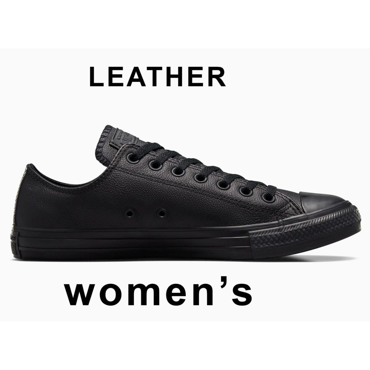 Converse Women`s Chuck Taylor All Star Luxe Leather Low Rubber Outsole Flexible Black Mono