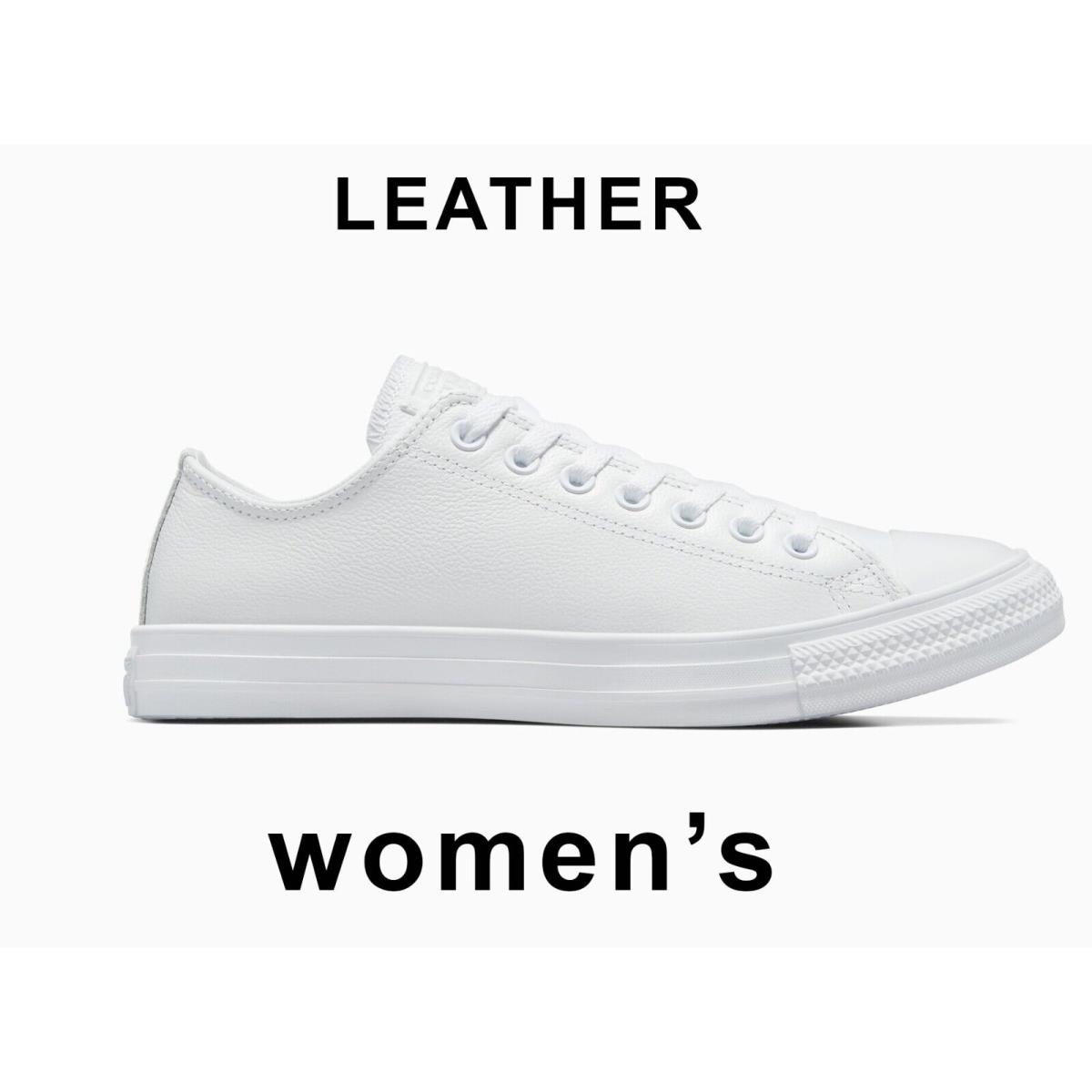 Converse Women`s Chuck Taylor All Star Luxe Leather Low Rubber Outsole Flexible White Mono