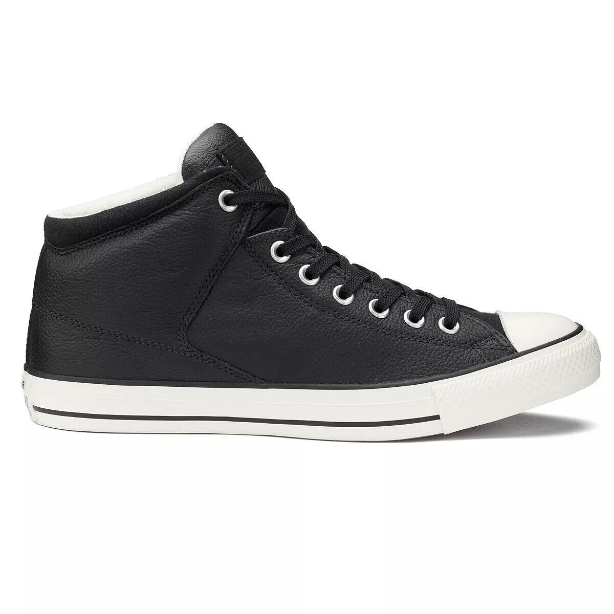 Converse Mens Chuck Taylor All Star High Street Mid Sneaker Leather Black
