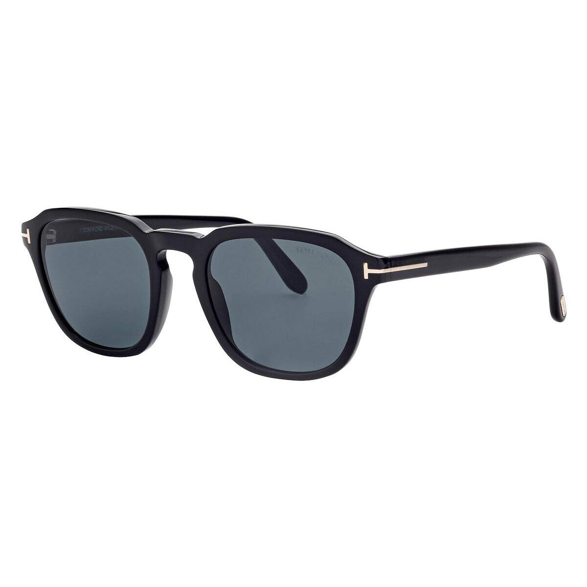 Tom Ford FT0931 Avery Sunglasses Shiny Black Dark Teal 52mm - Frame: Shiny Black / Dark Teal, Lens: Dark Teal