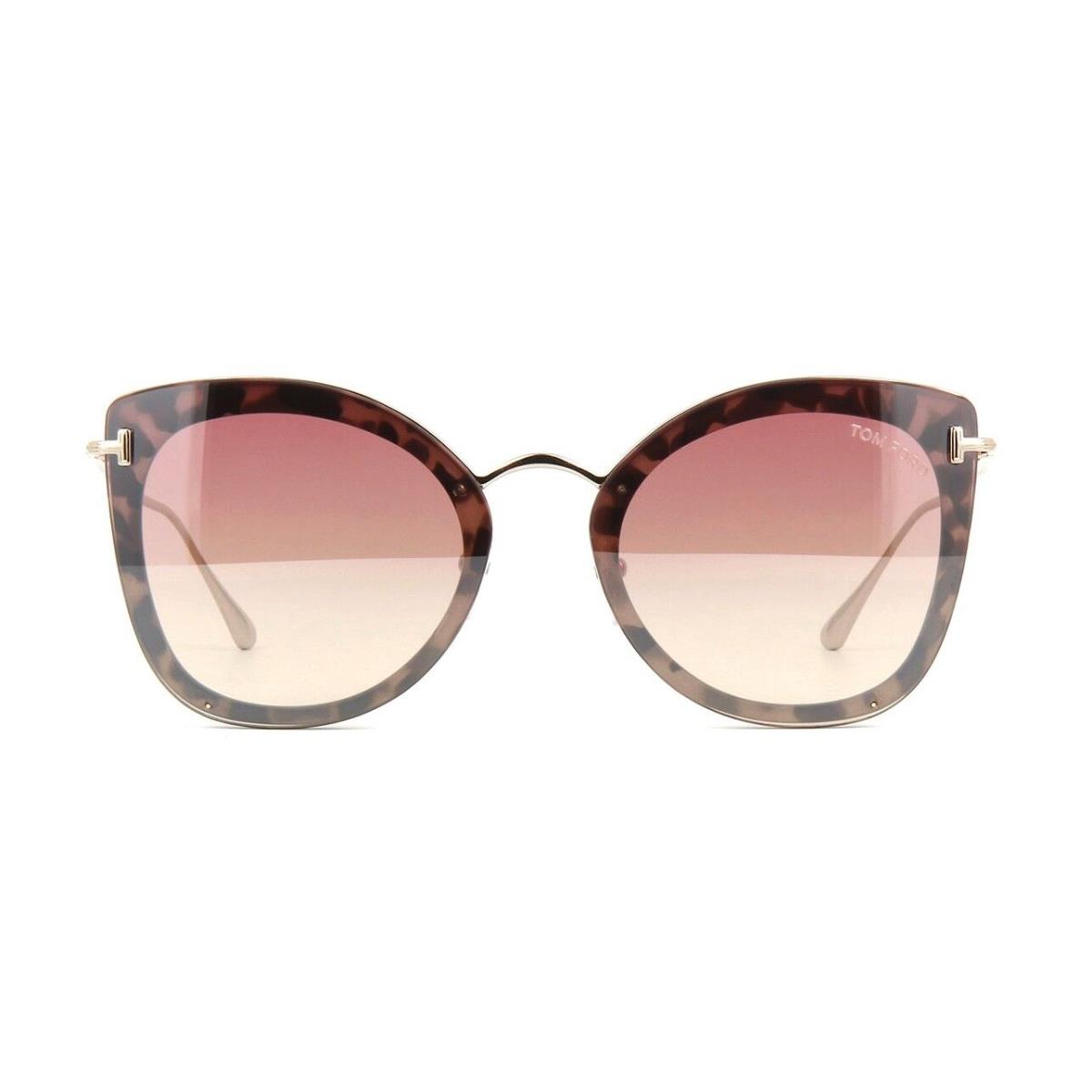 Tom Ford Charlotte FT 0657 Havana/rose Peach Gradient Mirror 55Z Sunglasses