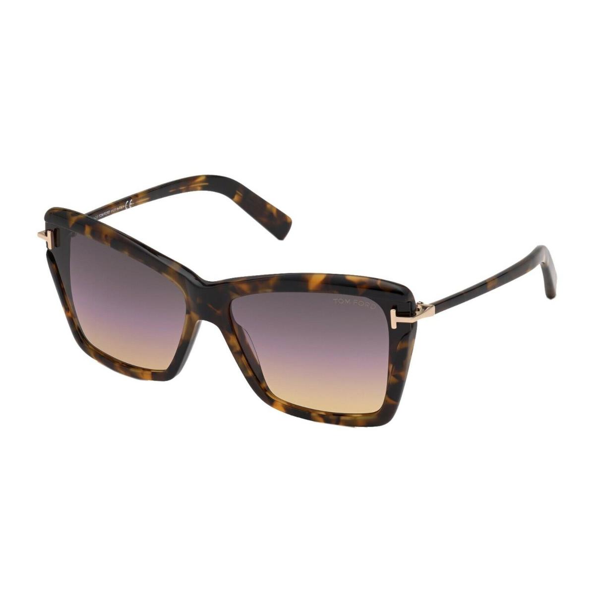 Tom Ford Leah FT 0849 Havana/grey Rose Shaded 55B Sunglasses