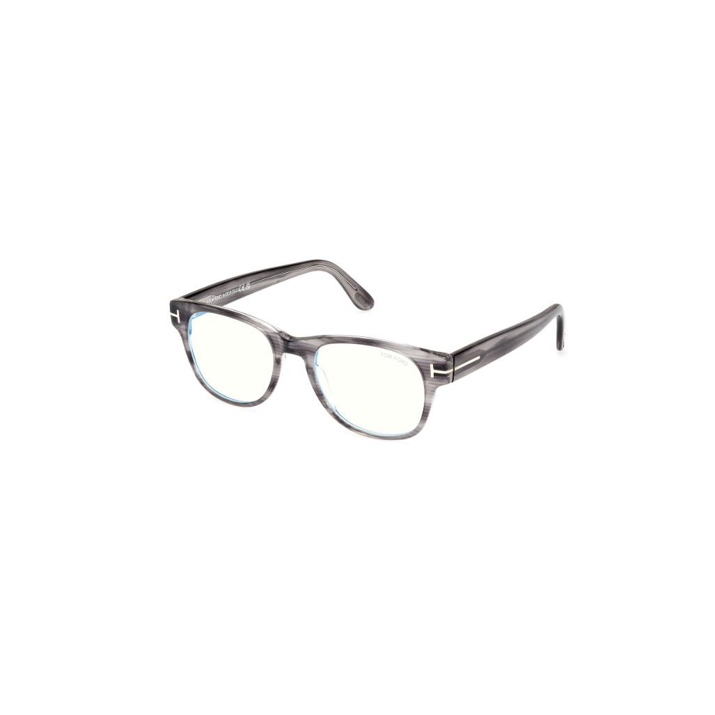 Tom Ford FT5898 020 Grey/striped Square Men`s Eyeglasses