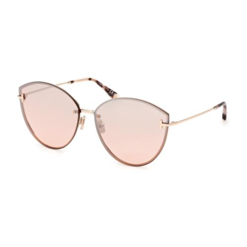 Tom Ford FT1106 28U Shiny Rose Gold/ Bordeaux Mirror Cat Eye Women Sunglasses