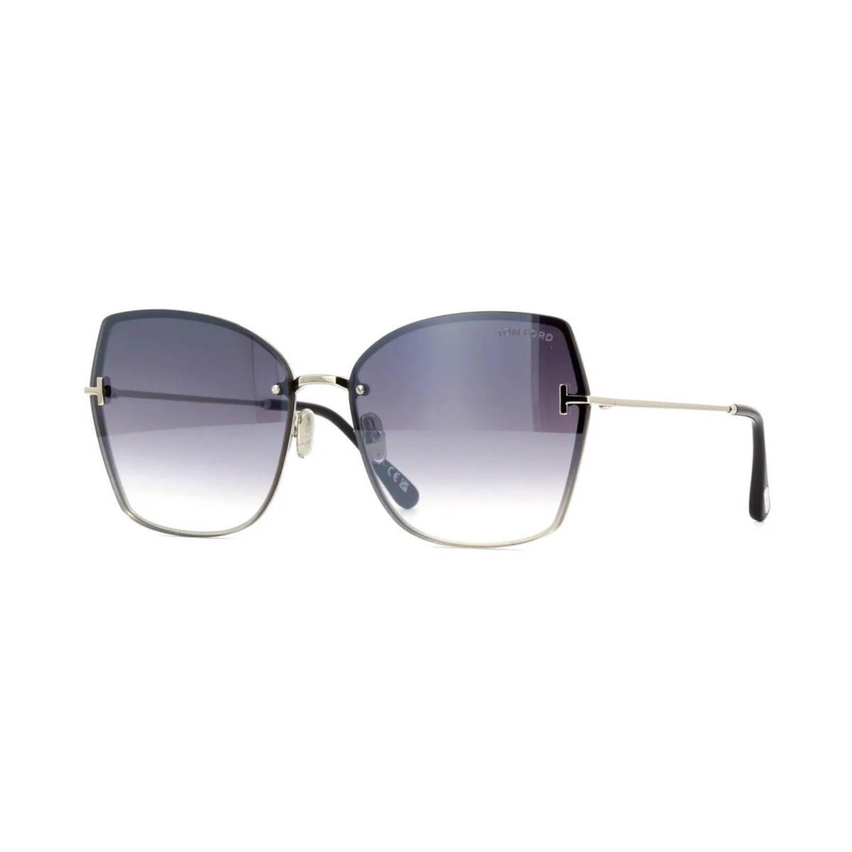 Tom Ford NICKIE-02 FT 1107 Shiny Silver/grey Shaded 16C Sunglasses - Frame: Shiny Silver, Lens: Grey Shaded