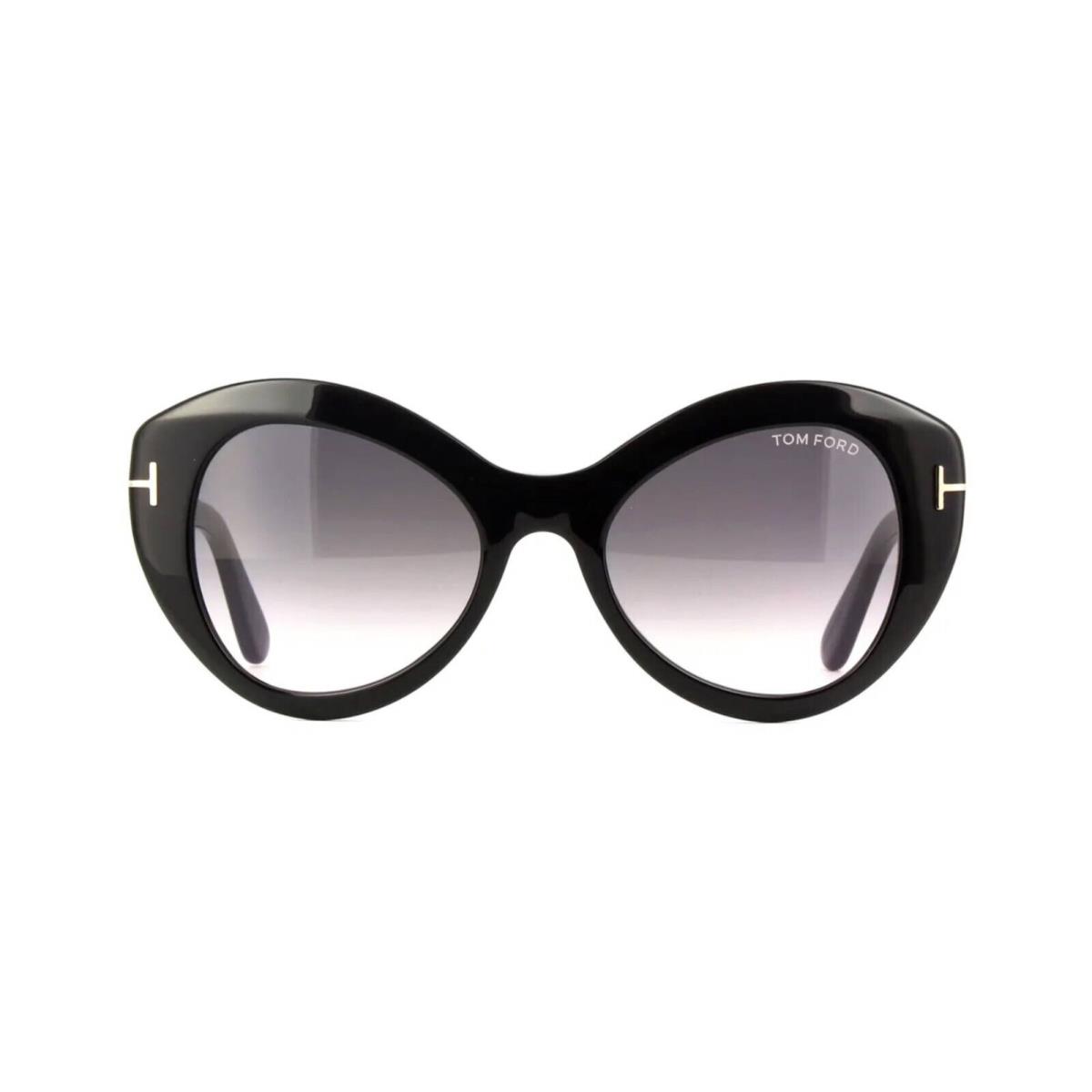 Tom Ford Guinevere FT 1084 Shiny Black/grey Smoke Shaded 01B Sunglasses