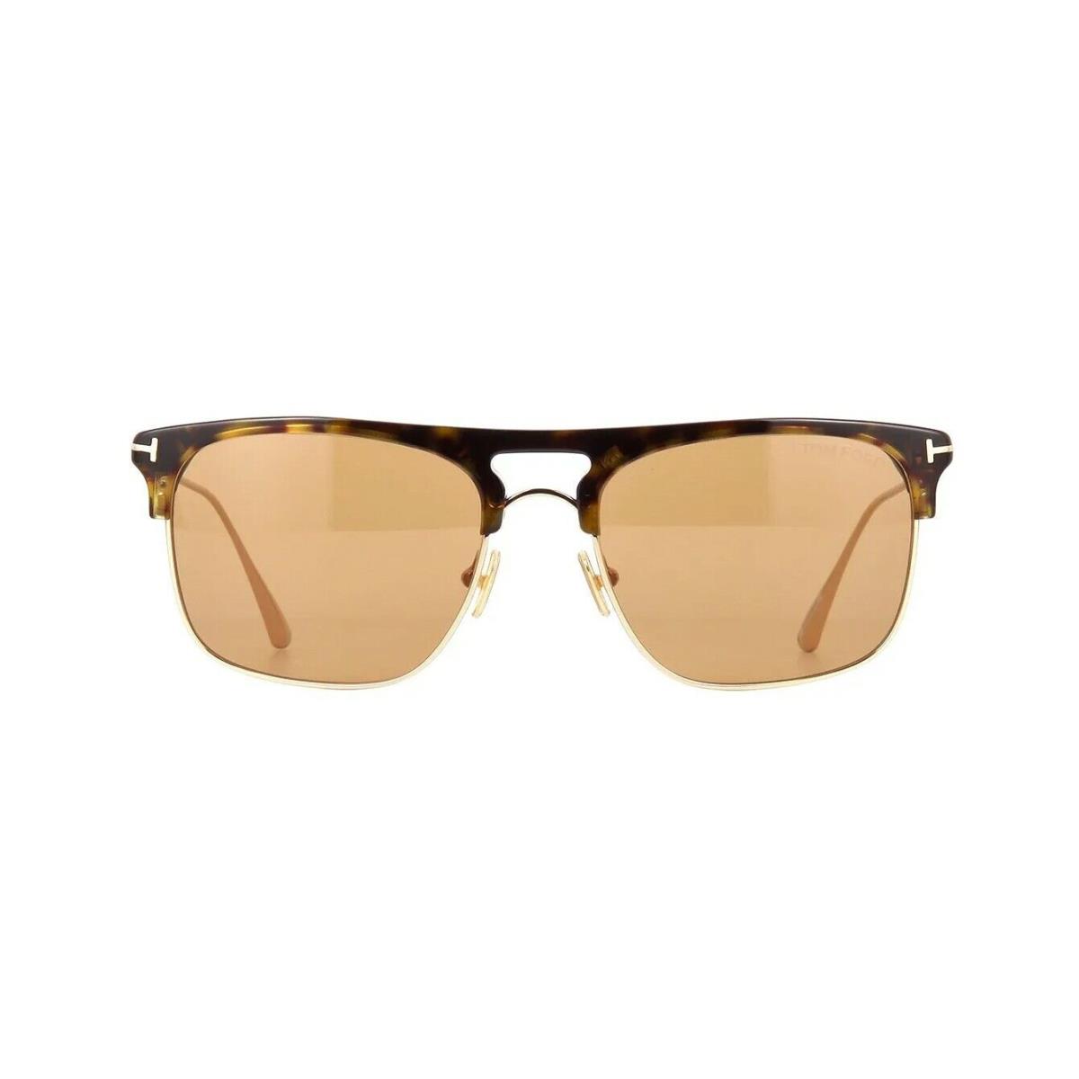 Tom Ford Lee FT 0830 Dark Havana and Gold/light Brown 52E Sunglasses