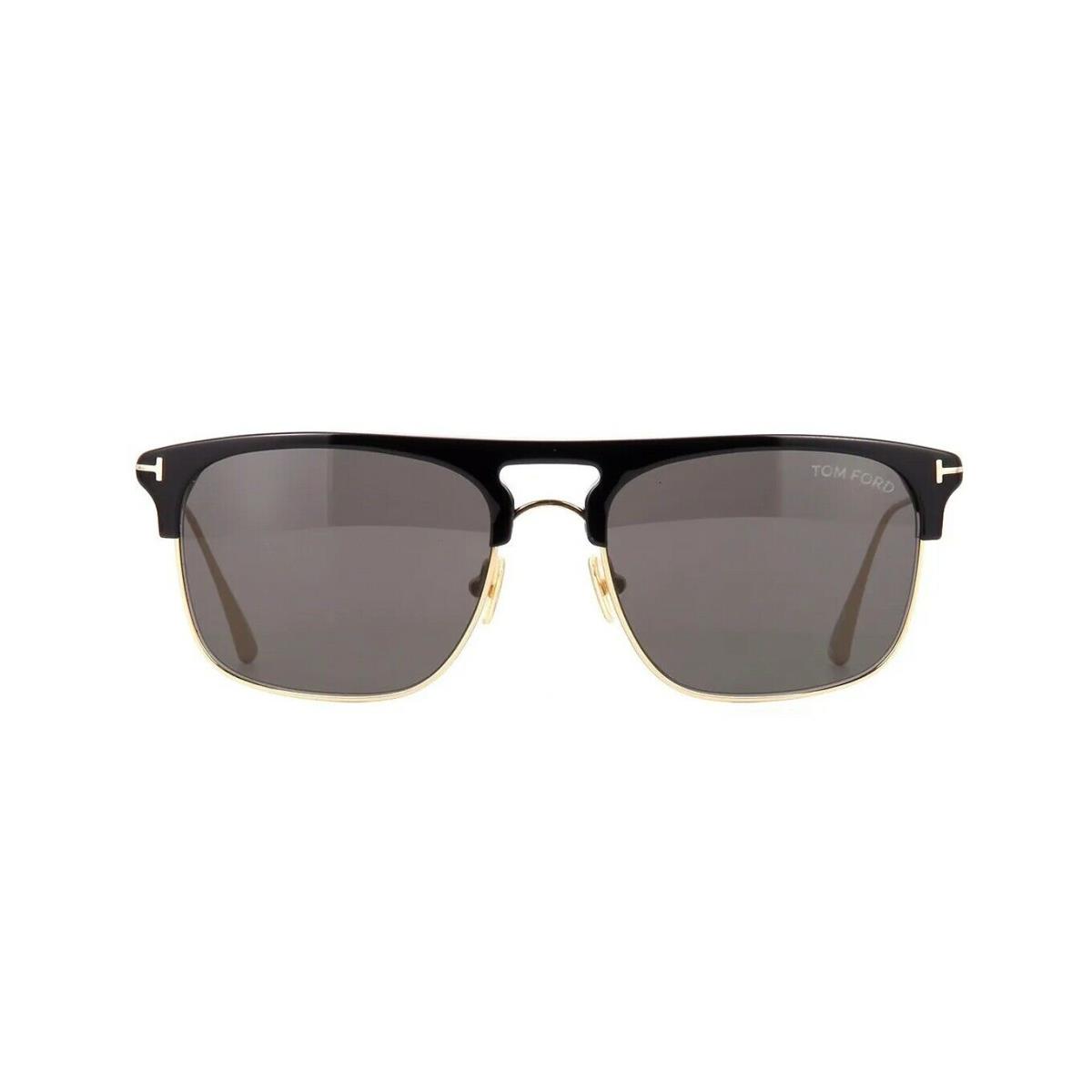 Tom Ford Lee FT 0830 Shiny Black and Gold/grey 01A Sunglasses