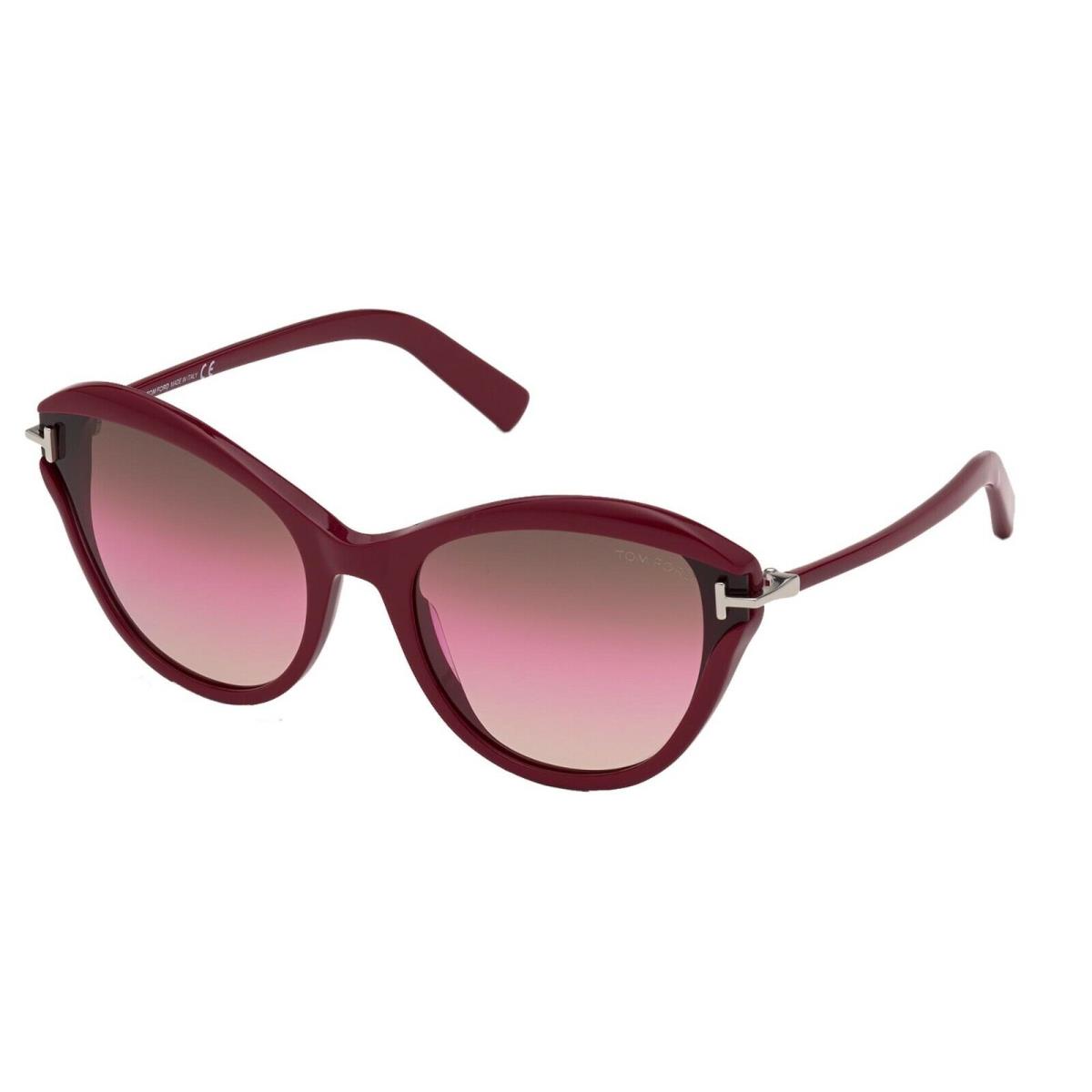 Tom Ford Leigh FT 0850 Shiny Burgundy/brown Rose Shaded 69F Sunglasses