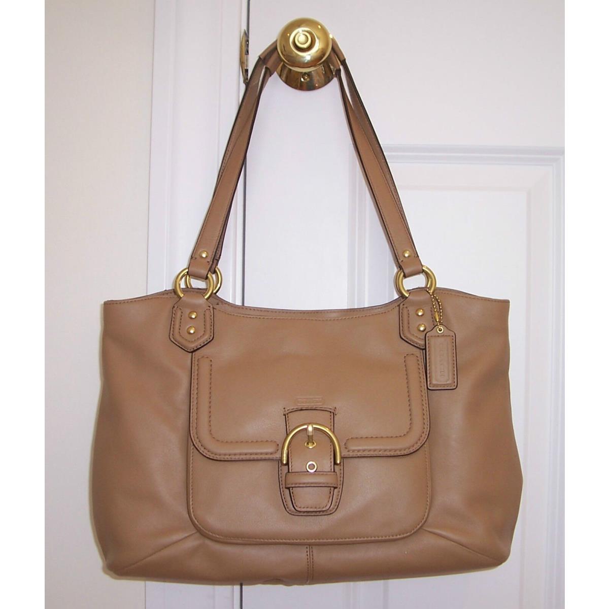 Coach Campbell Leather Belle Carryall Tote Bag Camel F24961