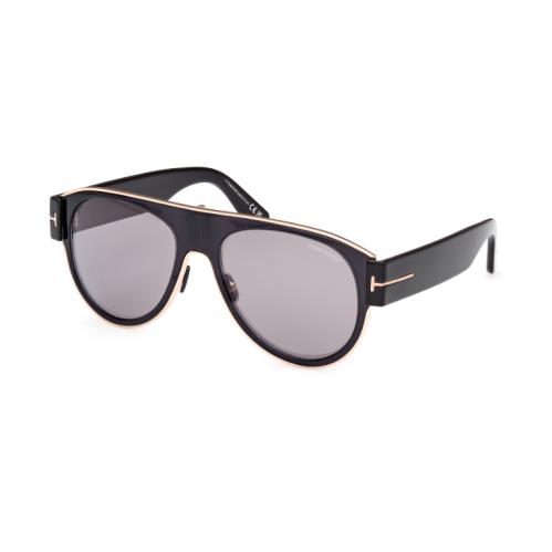 Tom Ford Lyle 02 FT1074 01C Shiny Black/smoke Soft Square Men`s Sunglasses