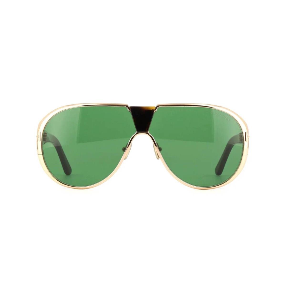 Tom Ford Vincenzo FT 1072 Shiny Gold and Dark Havana/green 28N Sunglasses