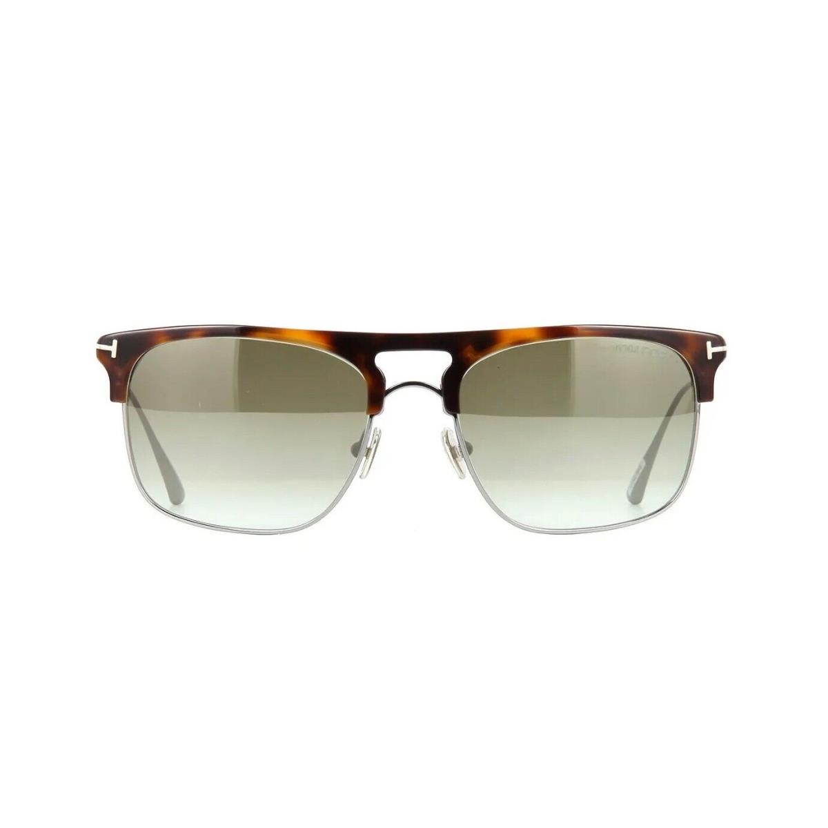 Tom Ford Lee FT 0830 Havana and Ruthenium/green Brown Mirrored 53Q Sunglasses