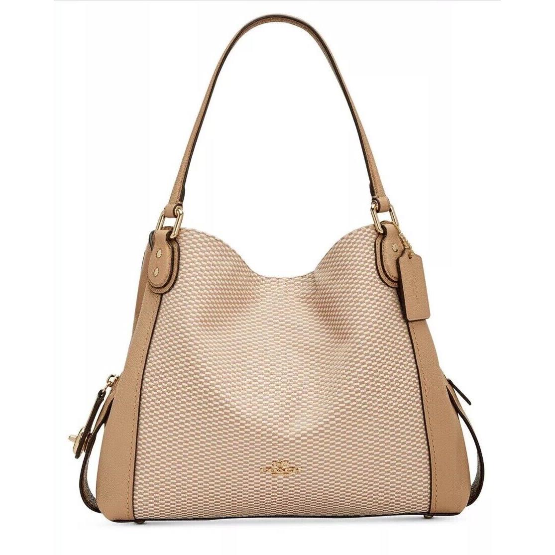 Coach Legacy Jacquard Edie 31 Medium Shoulder Bag 28895 Tan Gold