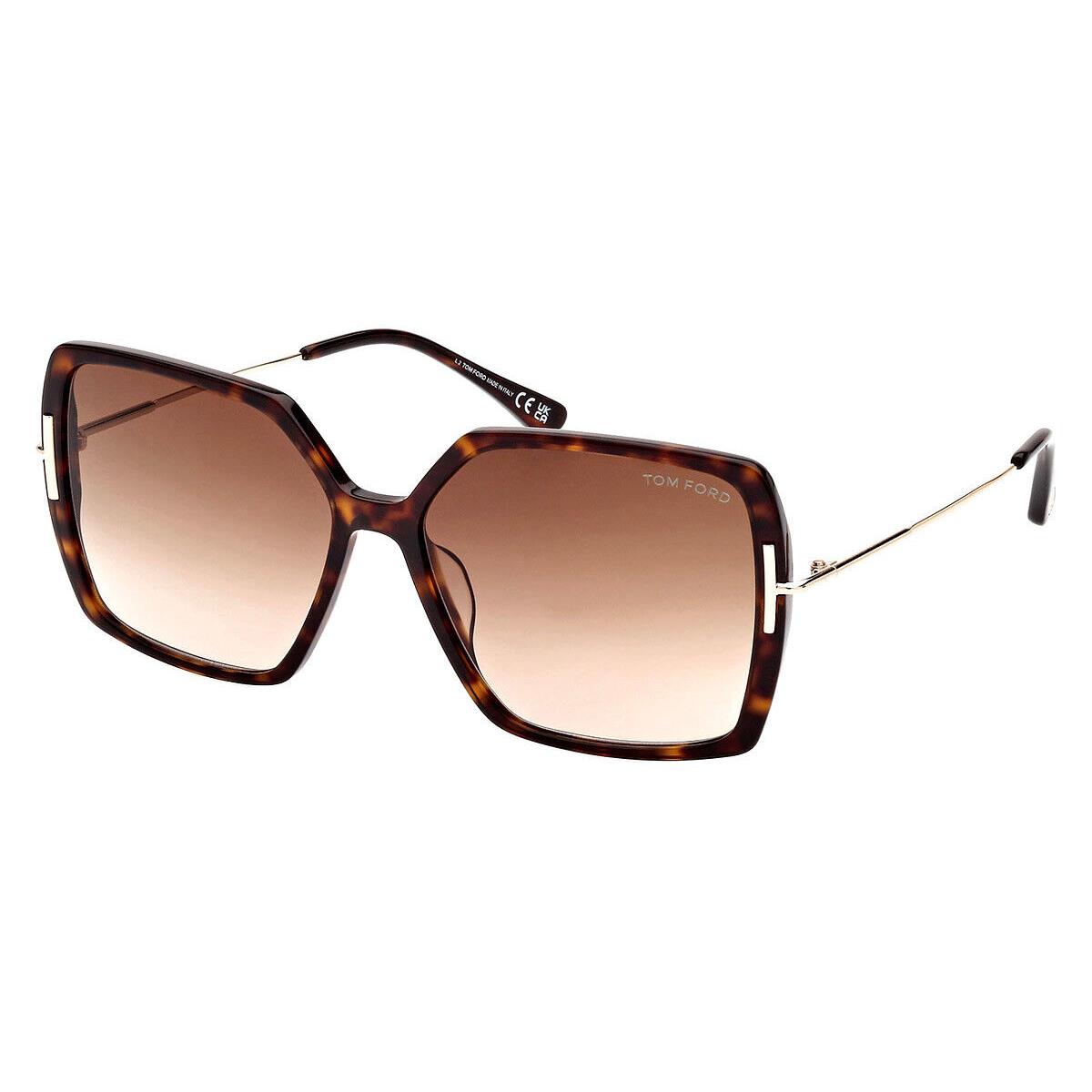 Tom Ford FT1039 Joanna Sunglasses Women Butterfly 59mm - Frame: Shiny Dark Havana/Shiny Rose Gold/T Logo / Gradient Brown, Lens: Gradient Brown