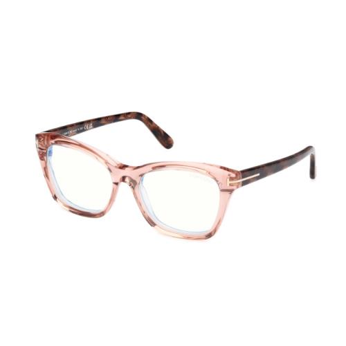 Tom Ford FT5909 072 - Shiny Light Pink/ Clear Square Women`s Eyeglasses