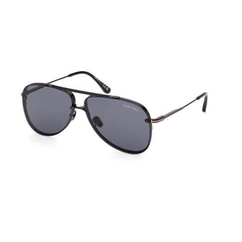 Tom Ford Leon FT1071 01A Shiny Black/smoke Soft Square Men`s Sunglasses