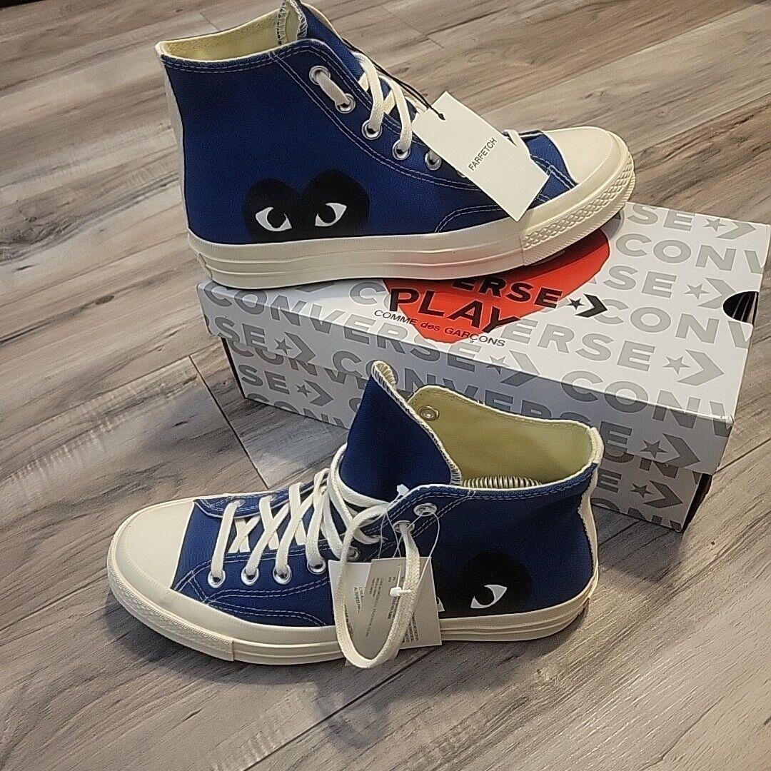 Converse Shoes Unisex M8.5 Wms10.5 Chuck Taylor High Comme Des Garcons Play - Blue