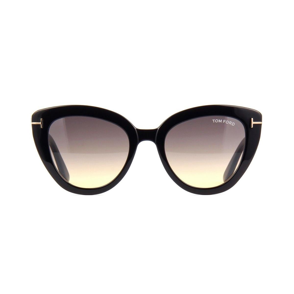 Tom Ford Izzi FT 0845 Shiny Black/grey To Brown Shaded 01B Sunglasses