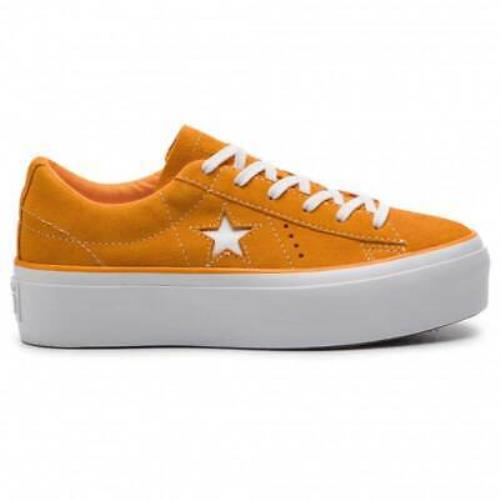 Converse One Star Platform OX Ladies Bright Orange Suede Sneakers Size 5