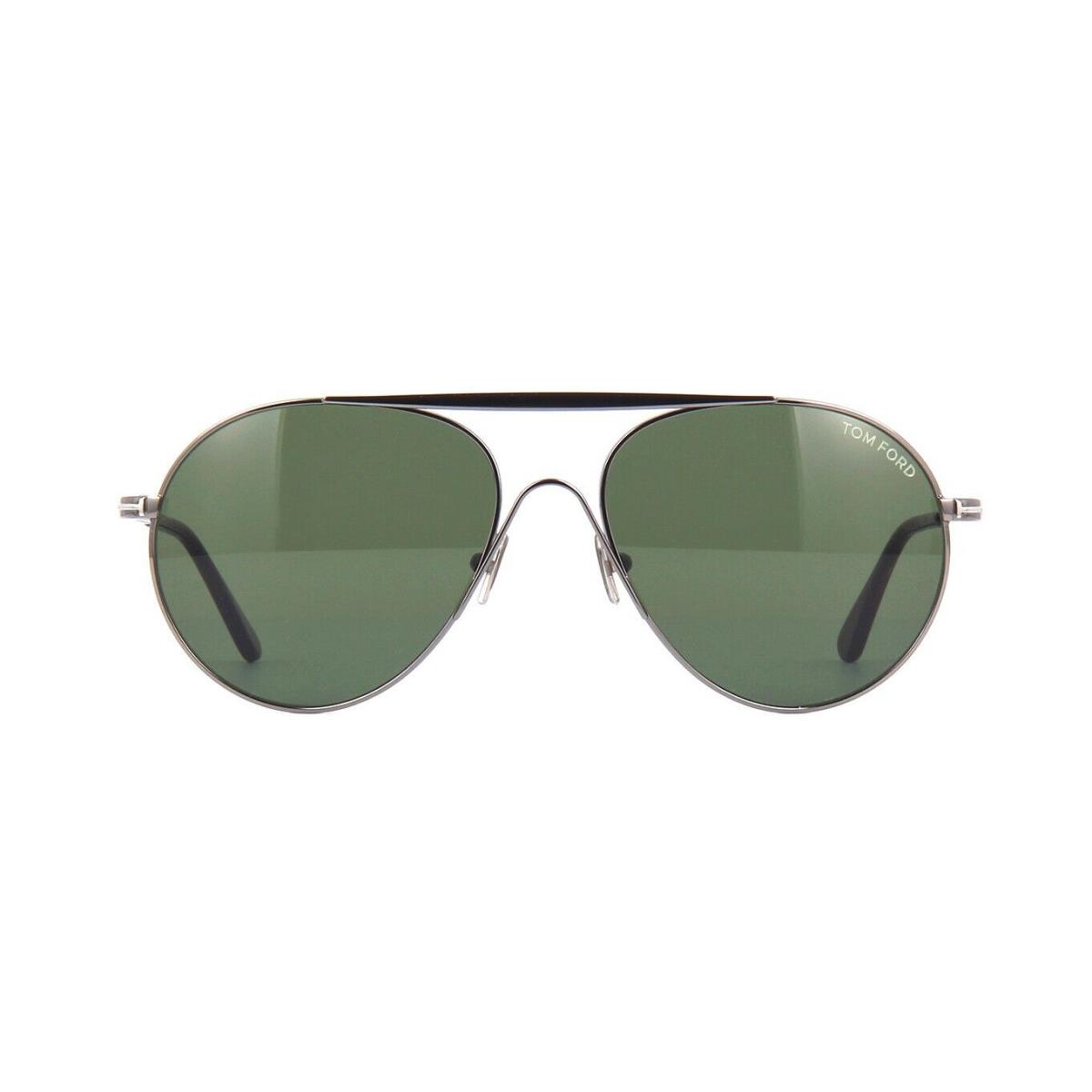 Tom Ford Smith FT 0773 Shiny Dark Ruthenium/green 12N Sunglasses - Frame: Silver, Lens: Green