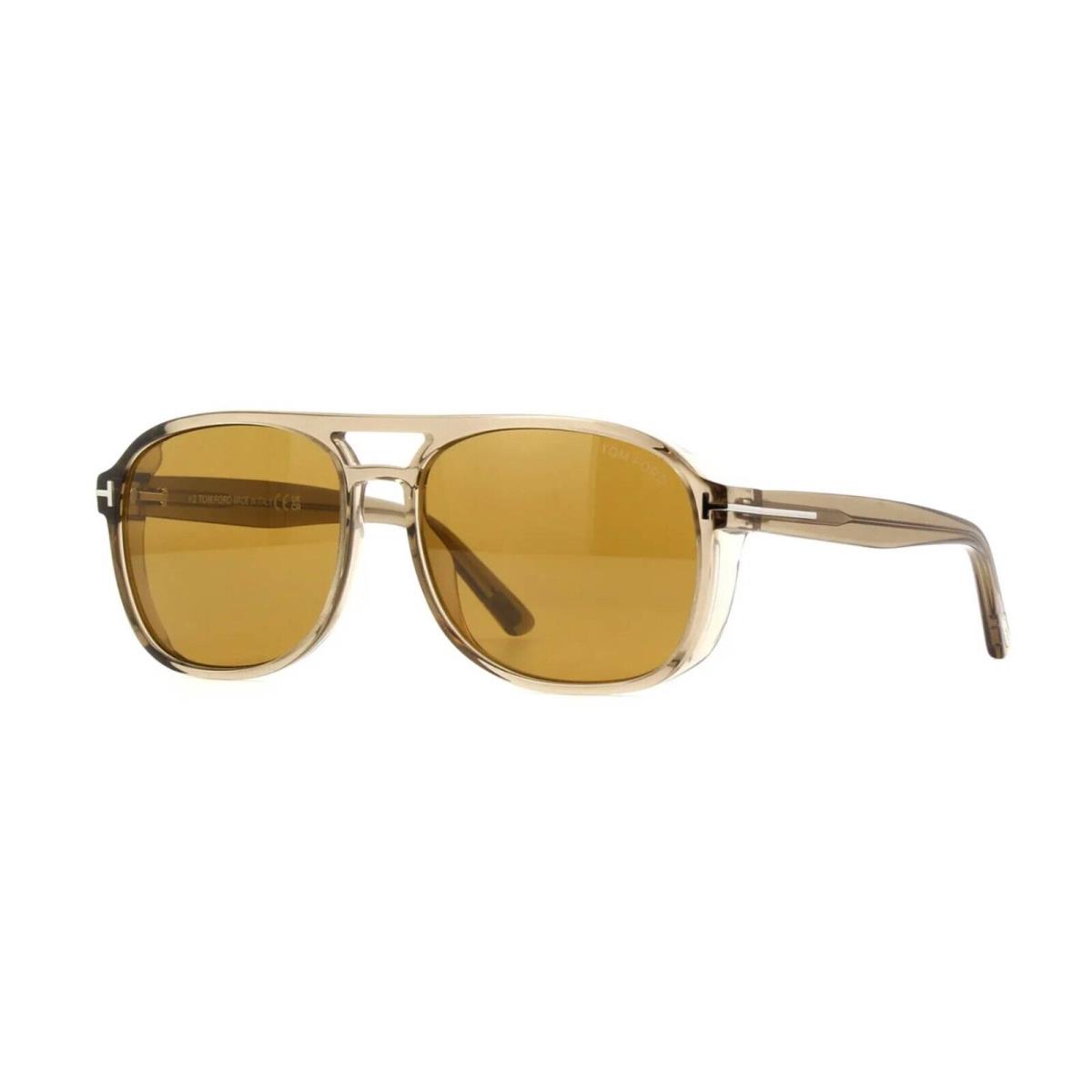 Tom Ford Rosco FT 1022 Light Brown Crystal/brown 45E Sunglasses