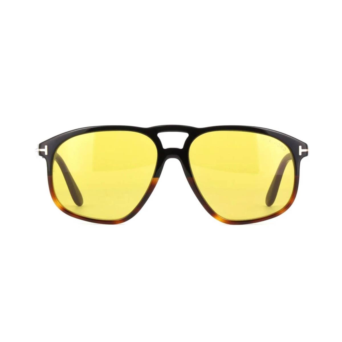 Tom Ford PIERRE-02 FT 1000 Shiny Black and Havana/yellow 05E Sunglasses