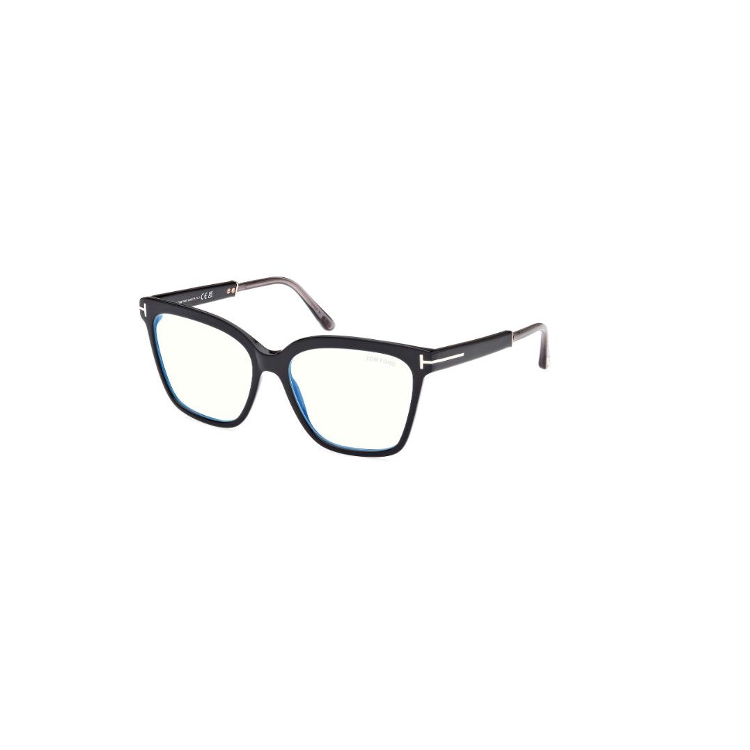 Tom Ford FT5892 001 Shiny Black Blue Block Lenses Women`s Eyeglasses