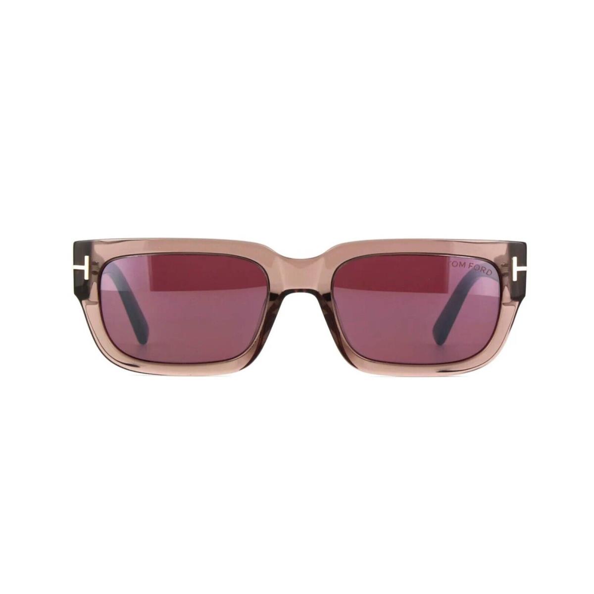 Tom Ford Ezra FT 1075 Brown Crystal/bordeaux Mirrored 45U Sunglasses