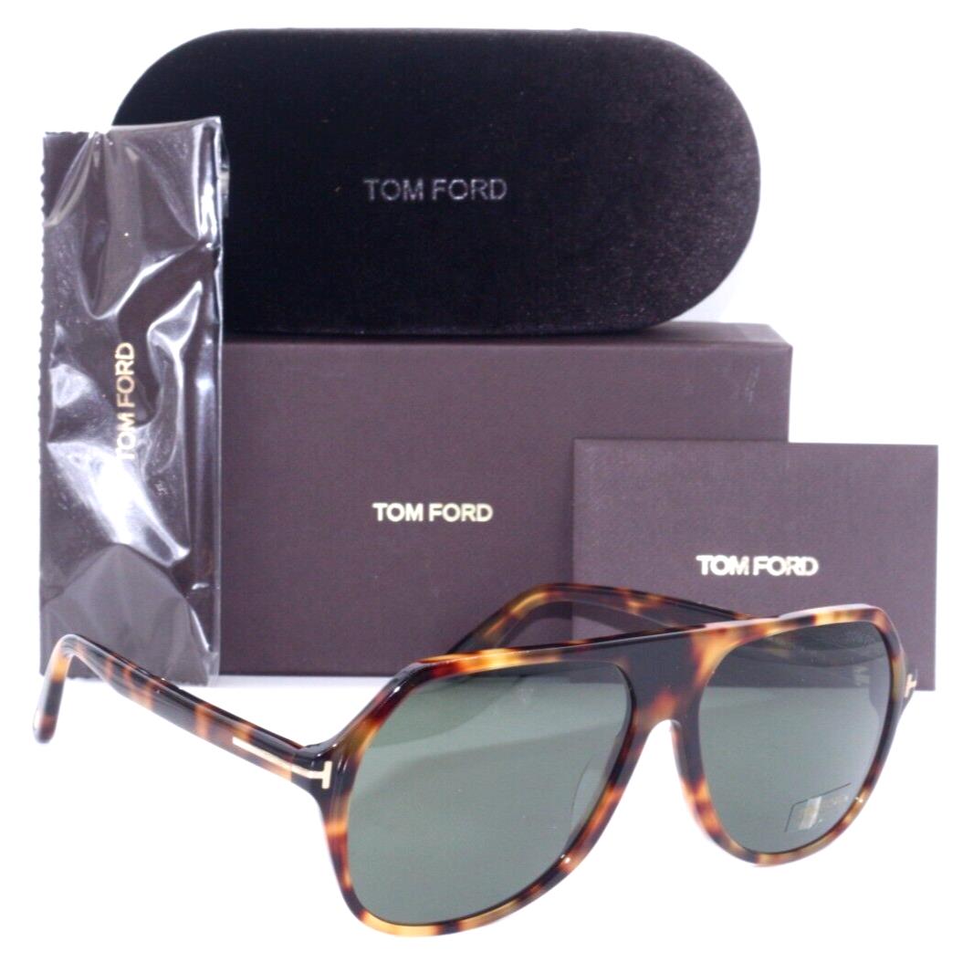 Tom Ford TF 934 53N Hayes Aviator Havana W/green Lens Sunglasses 59-14