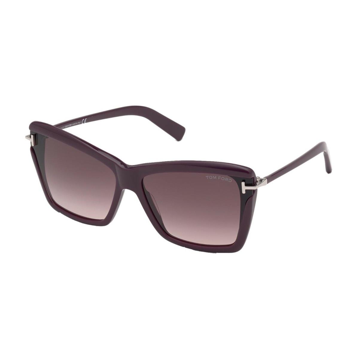 Tom Ford Leah FT 0849 Shiny Violet/burgundy Violet Shaded 83T Sunglasses