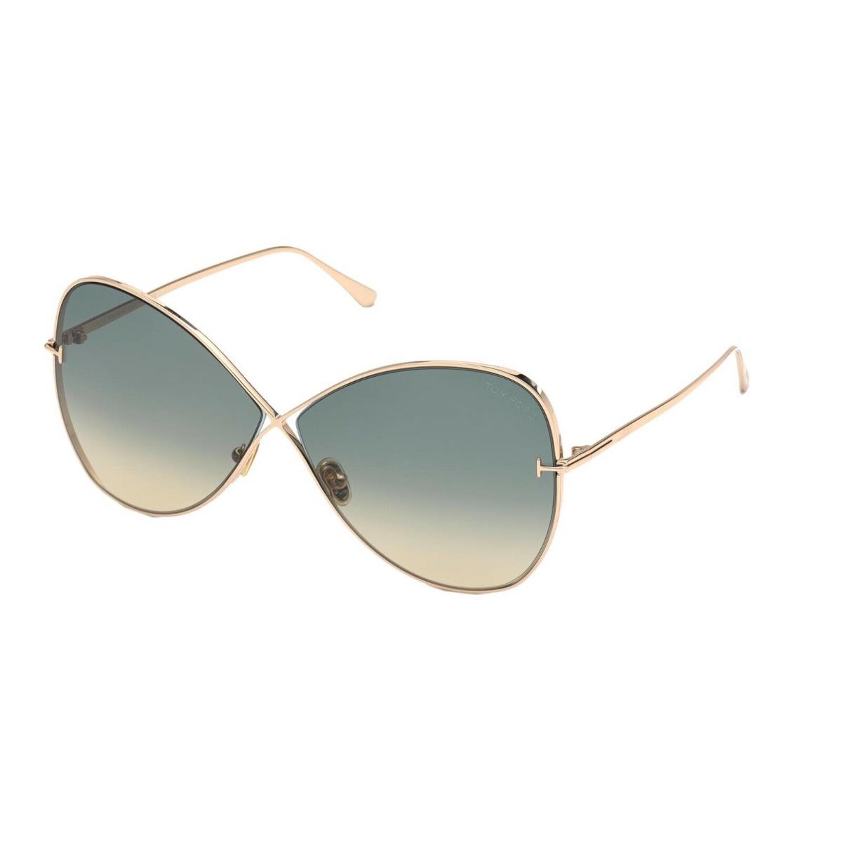 Tom Ford Nickie FT 0842 Shiny Rose Gold/green Blue Shaded 28P Sunglasses