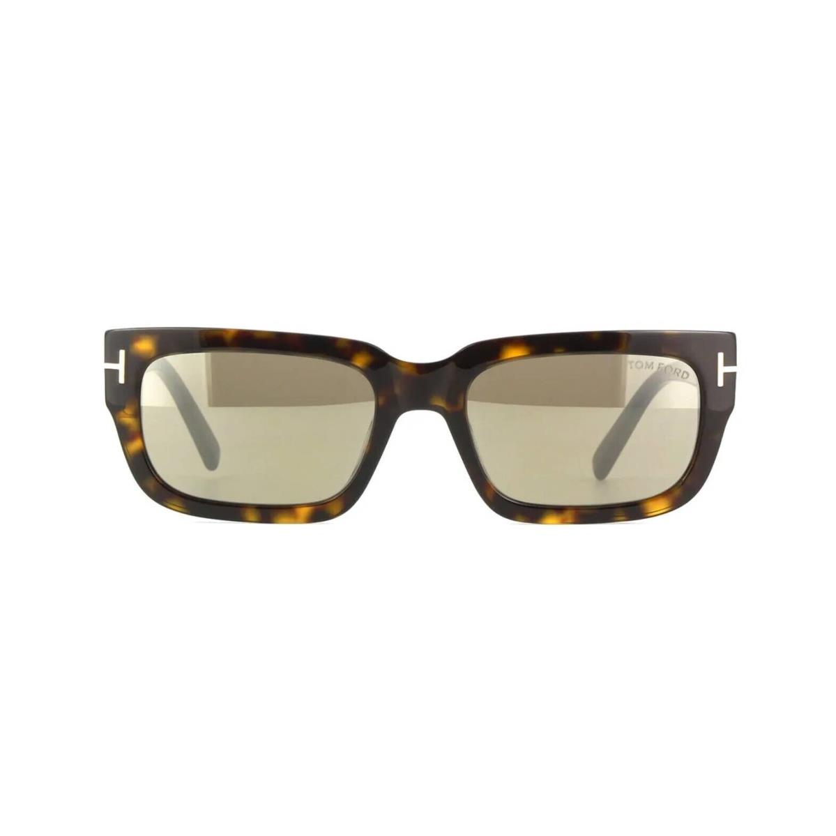 Tom Ford Ezra FT 1075 Dark Havana/grey Brown Mirrored 52L Sunglasses